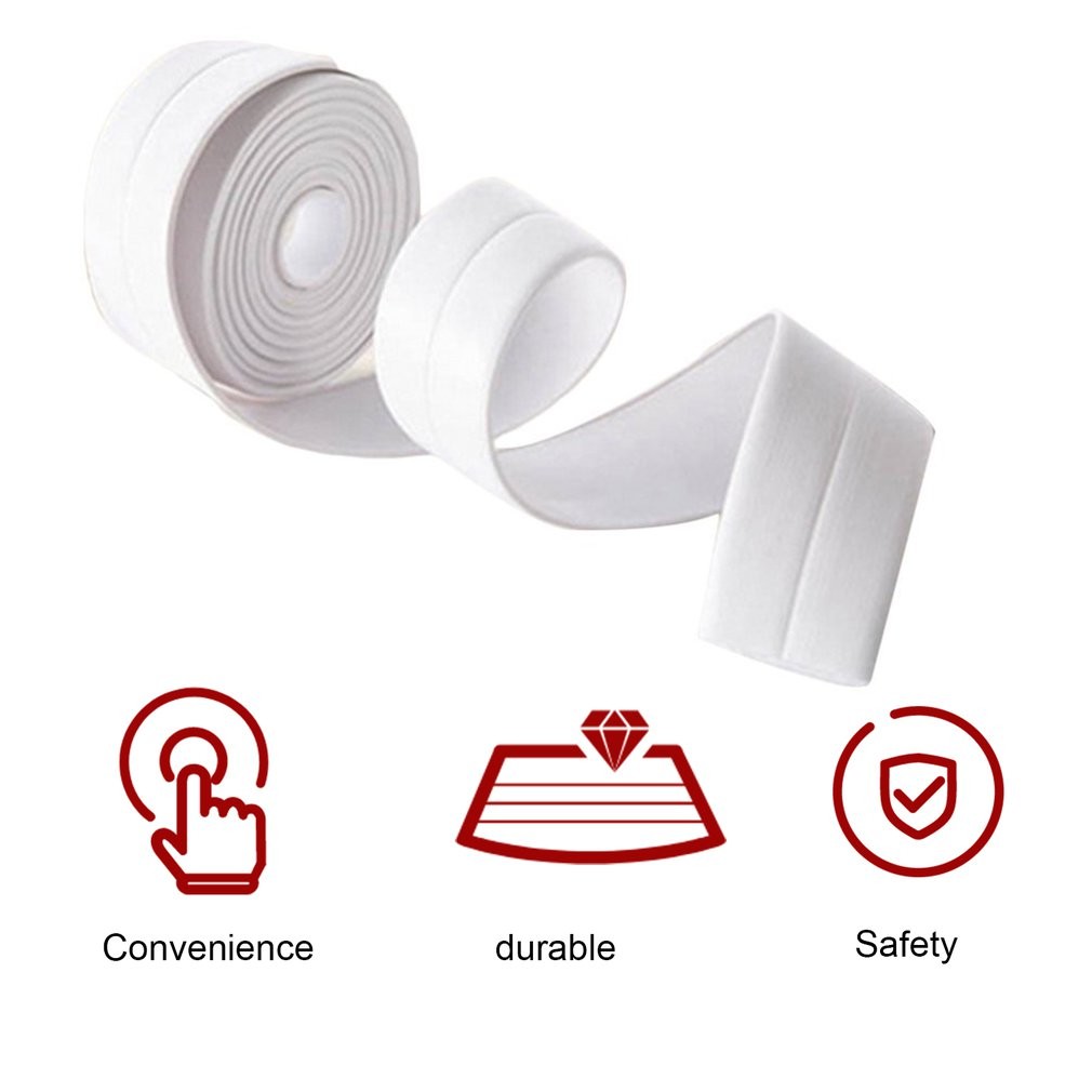 Wall Caulk Tub Surround Sealer Trim Waterproof Mold Proof Self Adhesive Tape Kitchen Bathroom .