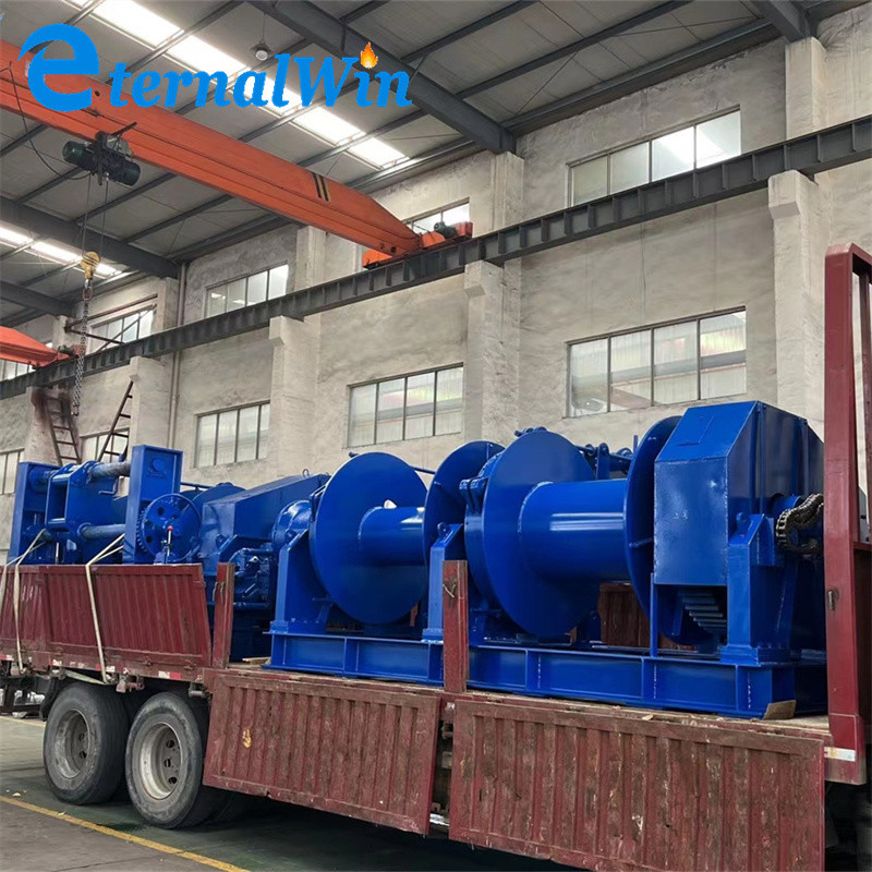 Double Drum Marine Hydraulic Winch 1-75 Ton Metal Steel