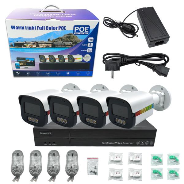 4CH 8CH 4K 2MP Warm Light Full Color Night Vision Network CCTV System POE NVR Kit