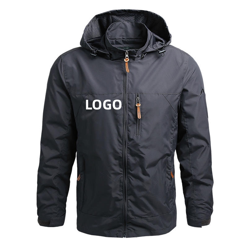 Wholesale Custom Waterpoof Autumn Windbreaker Zip Hoodies Pockets Mesh Outdoor Hiking Mens Coats Plus Size Men Jacket