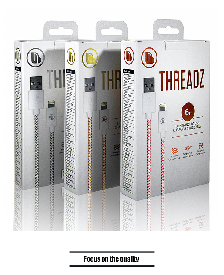 Electronic Charging Data Cable Packaging Box Embossed Chipboard