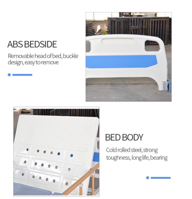 ISO 9001 2 Handles Manual Nursing Bed Detachable Head