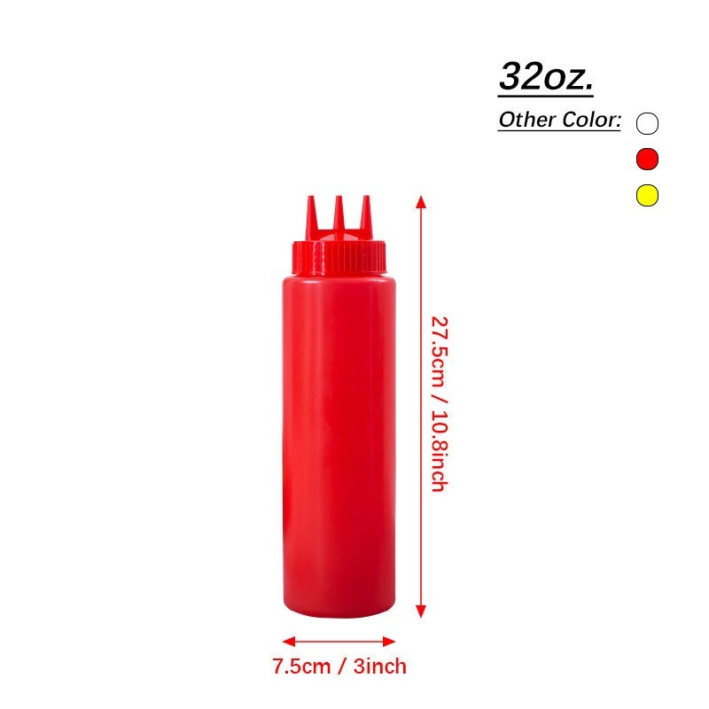 24oz Dessert Tools Condiment Sauce Bottle With Lids Plastic Squeeze Sauce Bottle Squirt Bottles for Liquids