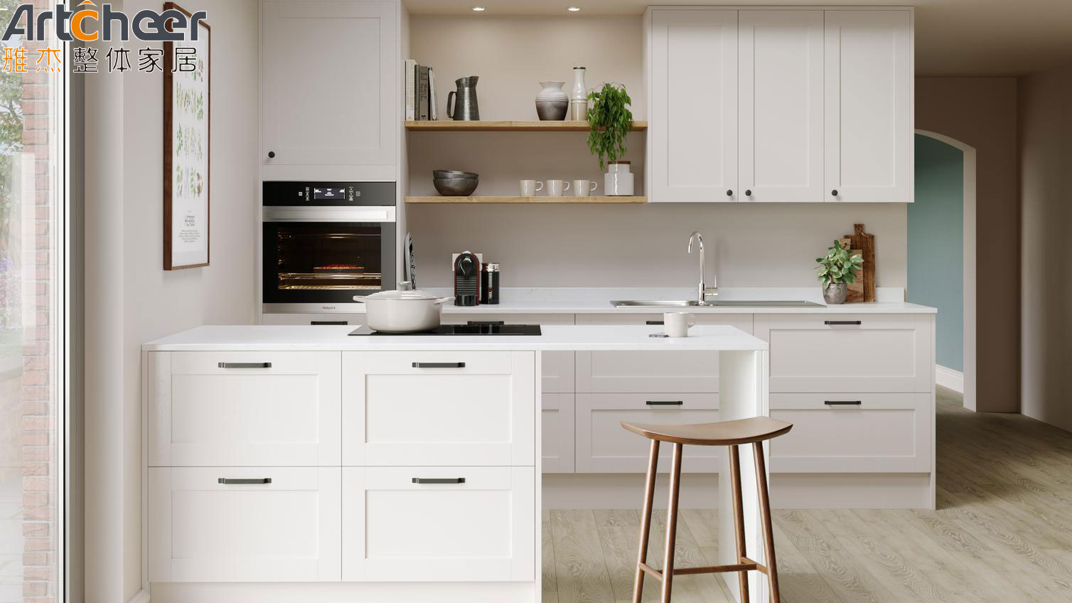 Modern Stylish American Style Kitchen Cabinets in Solid Wood with Customized Size