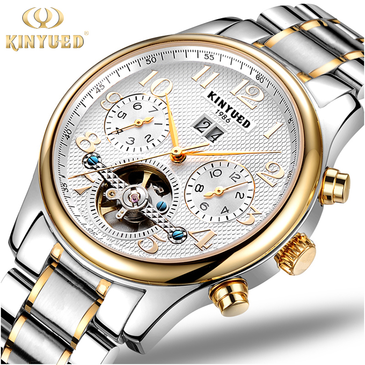 KINYUED Skeleton Mechanical Watch Analog Display Mens Mechanical Watches