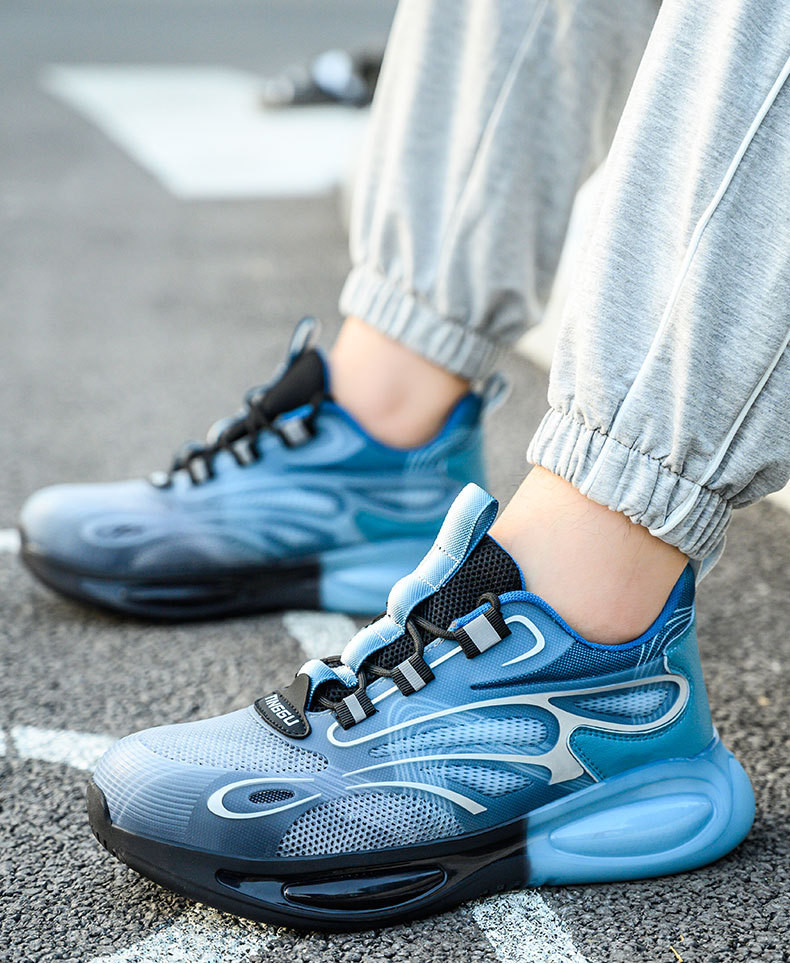 Summer Work Shoes TPU Flying Knit Work Shoes Comfortable Safety Shoes Kevlar Midsole Steel Toe TPU Sole