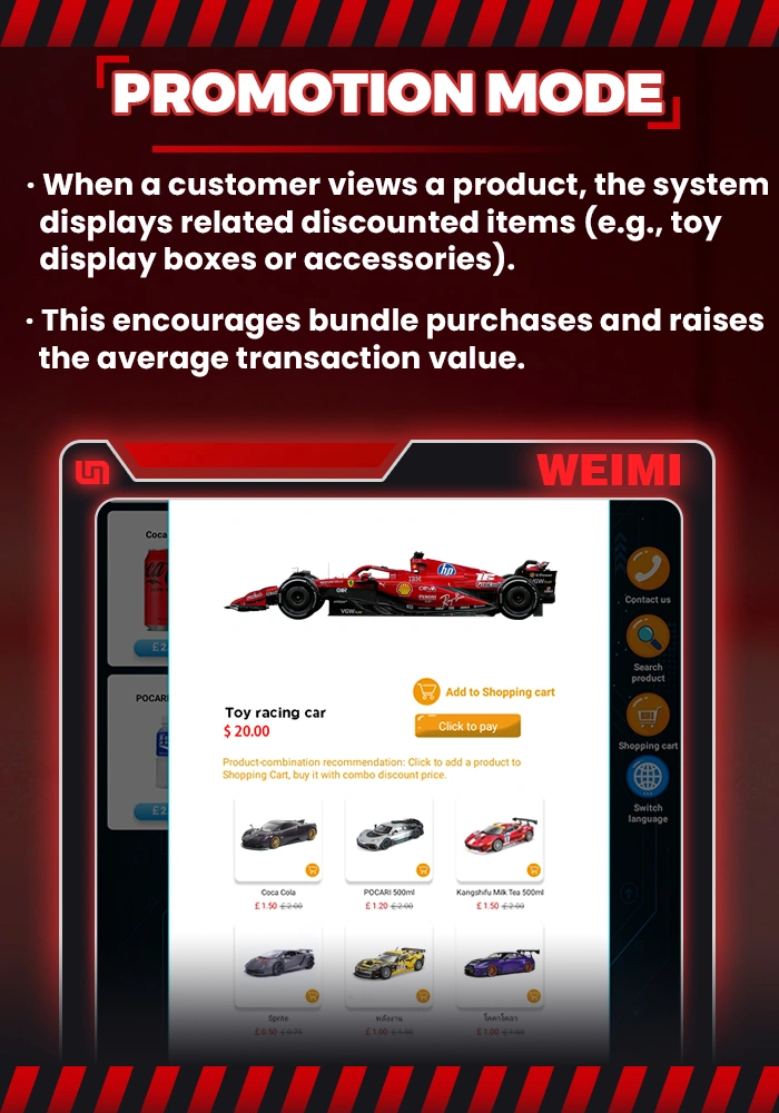 Model Cars Vending Machine with 32-Inch HD Touchscreen Extra Display Cabinet and 24/7 Unmanned Retail Solution