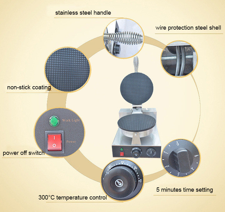 Stainless Steel Cone Baker Machine 0.6mm For Restaurant , Snack Bar Equipment