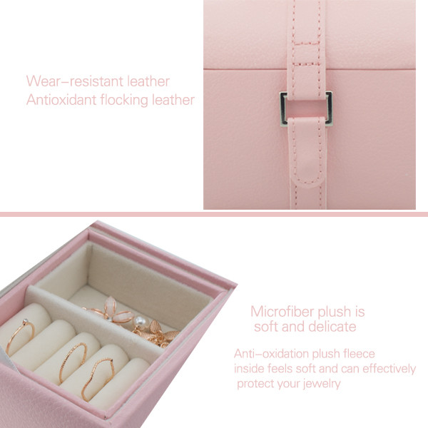 Custom Logo Handmade Portable Travel Jewelry Box For Retail Pink Color