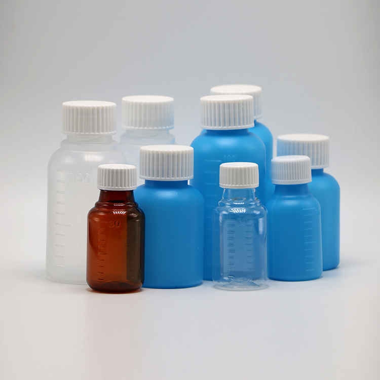 Industrial Medicine 60mL/2oz HDPE Syrup Bottle White/Blue Opaque Anti-Ultraviolet