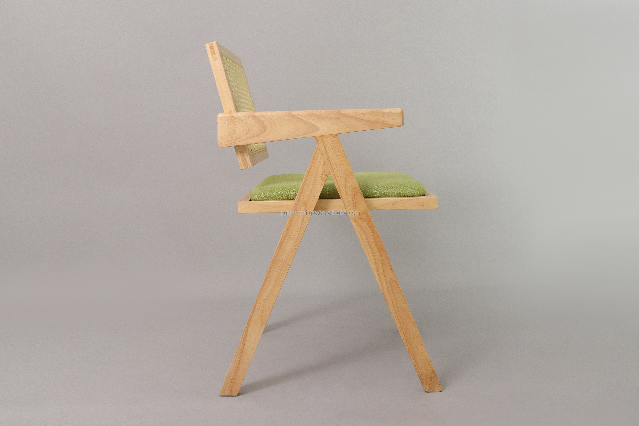 OEM Service W46*D47*H91CM Nordic Wooden Furniture Upholstered Rattan Backrest Solid Wood Dining Chairs for Hotel Restaurant
