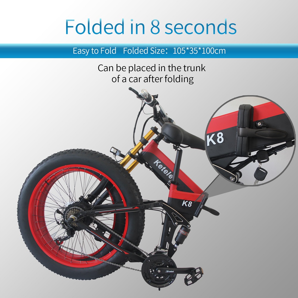 High Quality 26x4.0 inch Fat Tire Folding E-Bike 1000W Motor 13AH Lithium Battery 21-Speed Electric Bike Drop Shipping Available