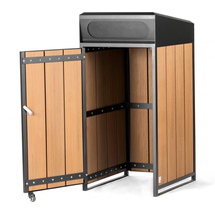 H1200MM 120L Large Outdoor Wooden Trash Can