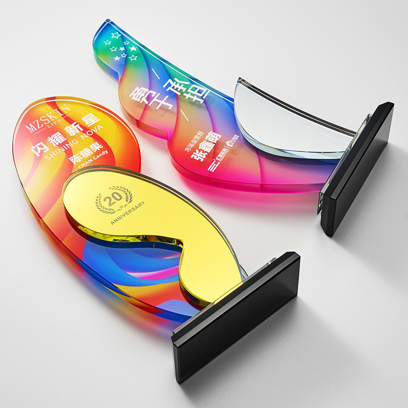 Custom High-End Gift Wholesale Acrylic Trophy Plexiglas Award or Plaque for Business Recognition of Outstanding Employees