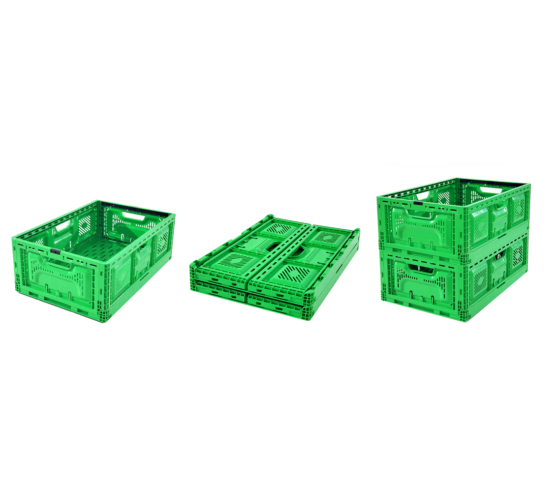 Foldable Mesh Crates For Vegetable Collapsible Plastic Shipping Crates 600x400x52mm