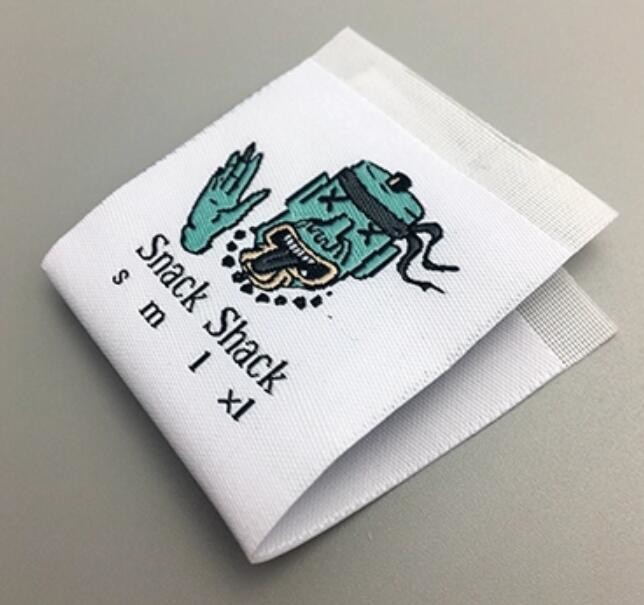 Private Brand Name Logo Neck Damask Endfold Woven Fabric Labels for Custom T - shirt