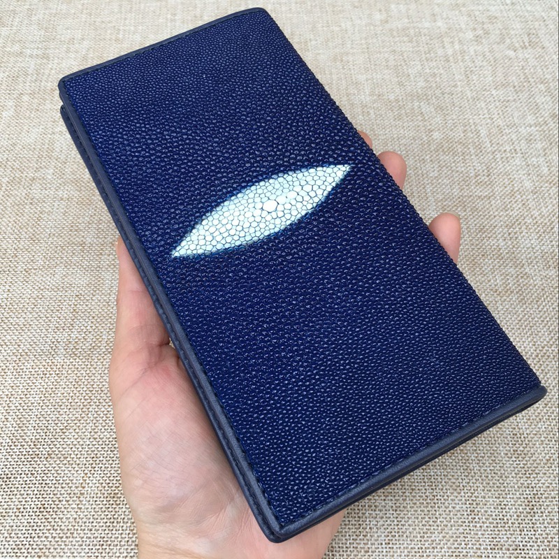 Unisex Style Authentic Stingray Skin Women Men Slim Bifold Wallet Card Bag Genuine Leather Female Male Thin Clutch Purse