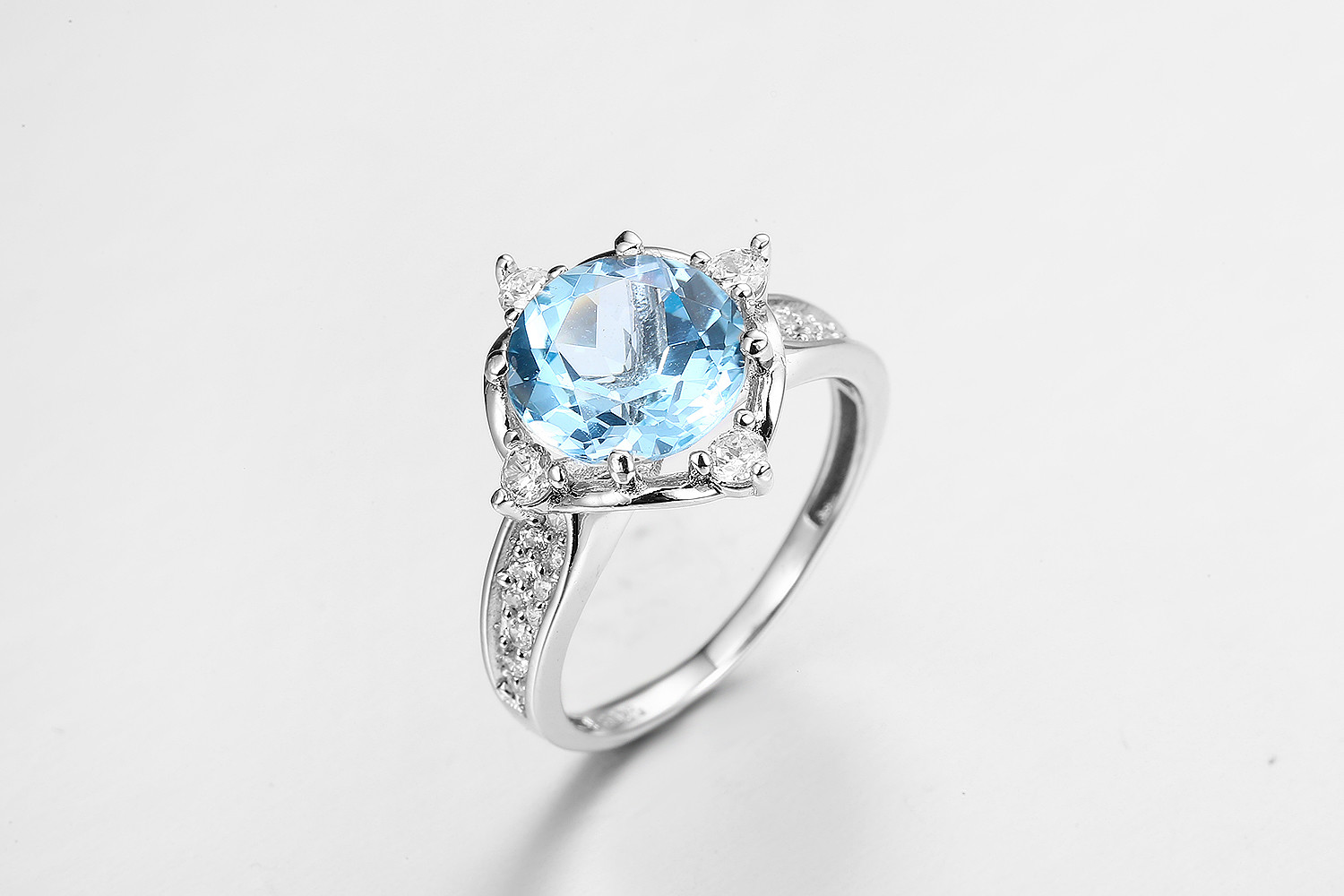 Sapphire 925 Silver Gemstone Rings 5.3g October Birthstone Engagement Ring