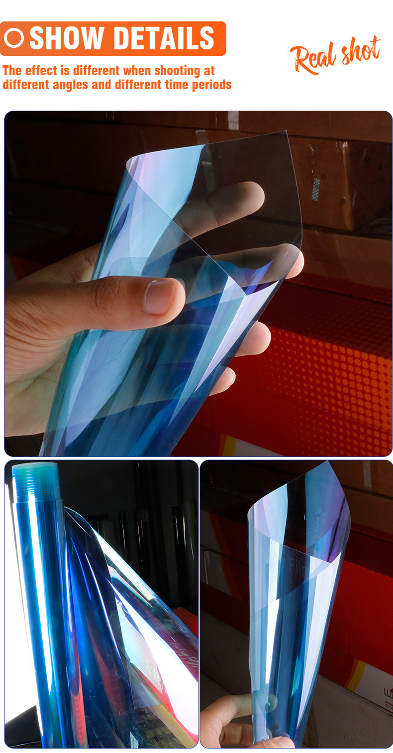 Purple Light Dazzle Color Side Rear Block Color Ppf Most Popular Chameleon Color Changing Window Film For Car Window Tinting