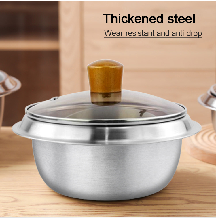 Multifunction Kitchen Cooking Food Pot 18/8 Stainless Steel Rice Pot Food Stock Pot With Glass Lid