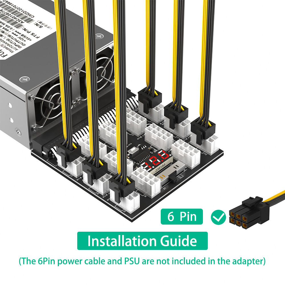 Used for HP power ATX 13x 6Pin/8Pin Power Supply Breakout Board Adapter Converter 12V with Digital Display