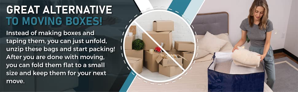 VENO storage bags are great alternative to moving boxes, no need to make boxes just unzip and pack