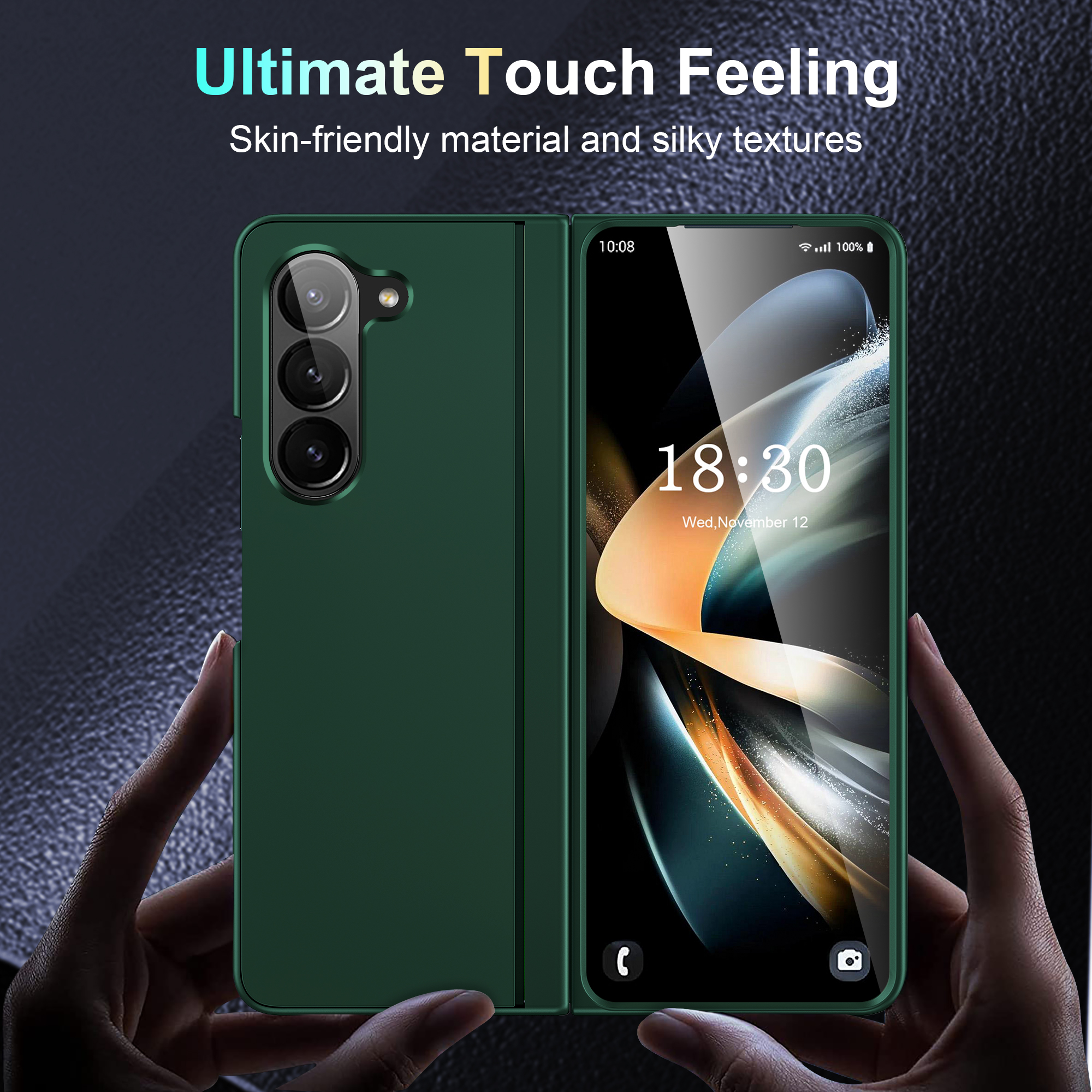 5G Fashion PC Protective Phone Case Samsung Zfold 5 With Flip Stand And Black Color