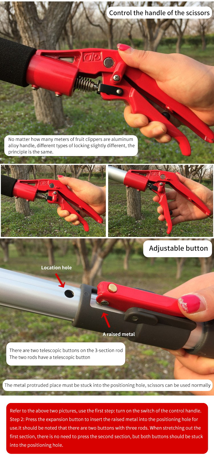 1.8-5m Garden Pruning Scissors High Trees Coarse Telescopic Branch Pruner