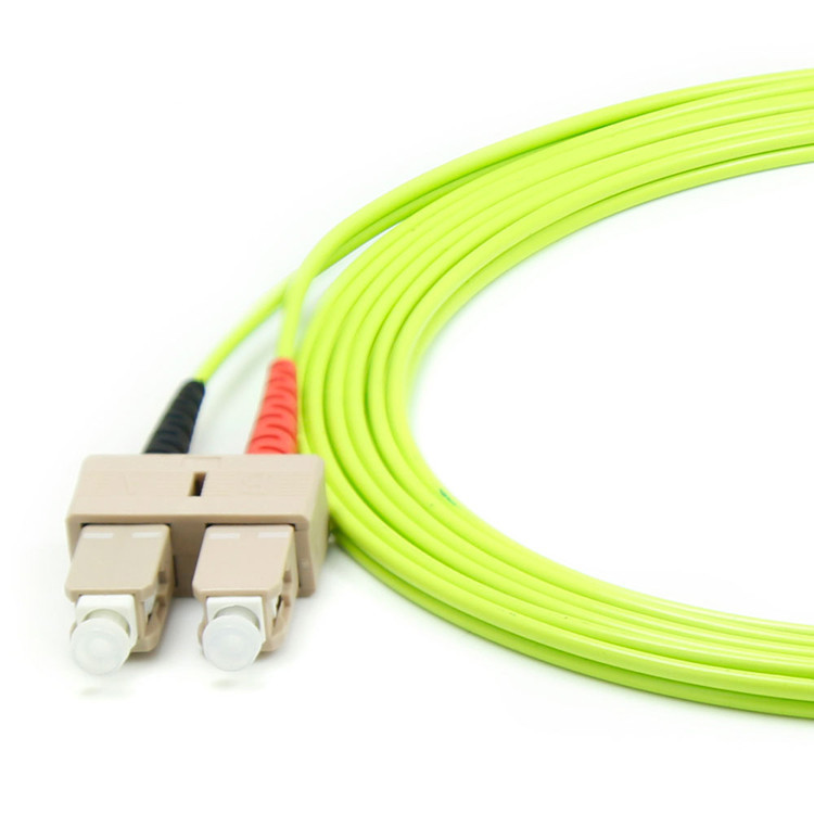 SC UPC To SC UPC Fiber Optic Patch Cable Duplex Multimode Lime Green OM5 Durable