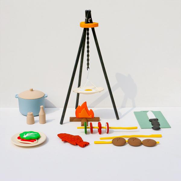BBQ Barbecue Kitchen Toy Set with Pretend Smoke Kitchen Accessories Play Food