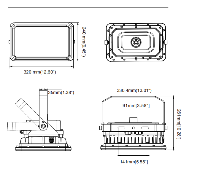 IP66 IK10 Waterproof Dust-proof Explosion Proof Flood Light For Heavy Industry Storage Paper Mills
