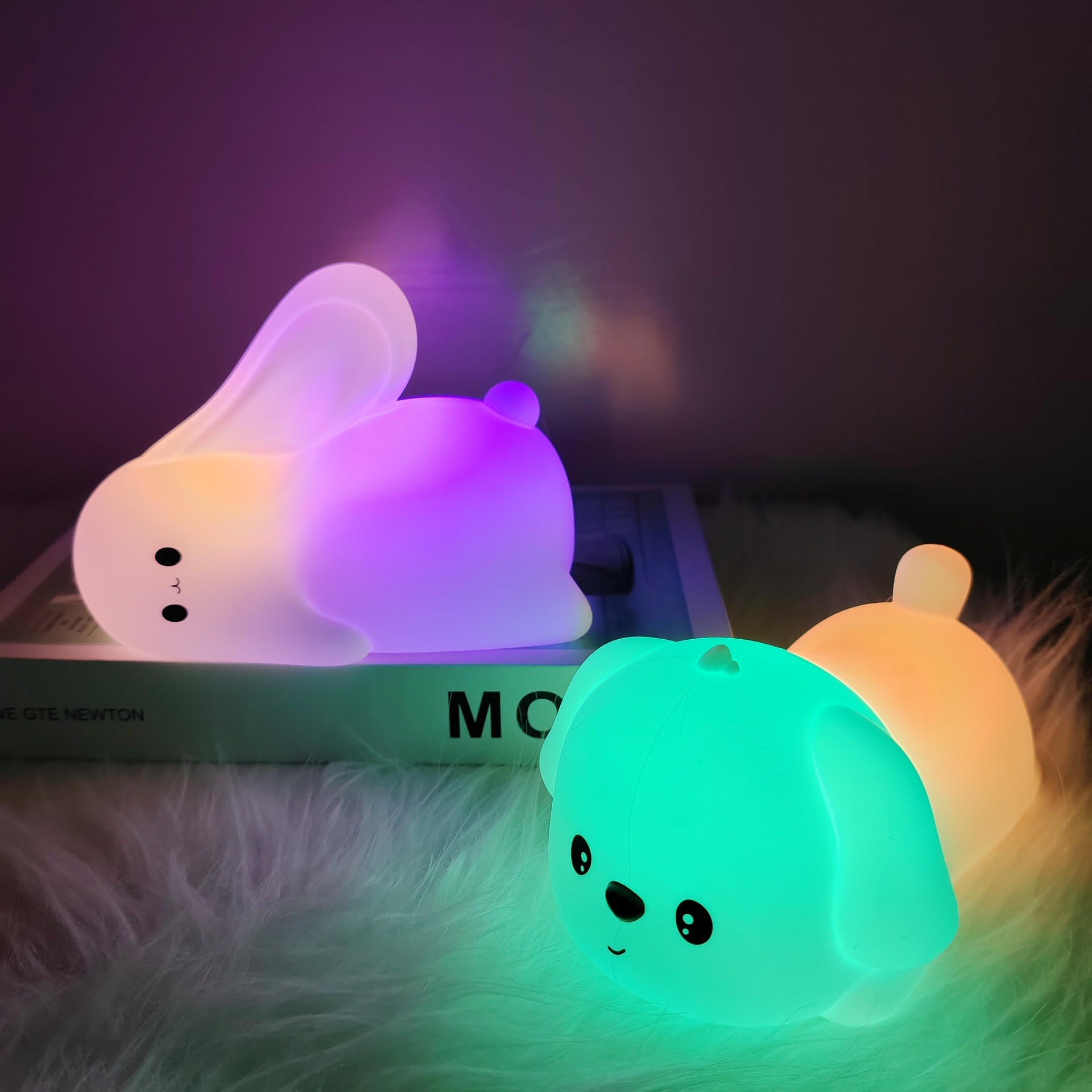 Night Light For Kids Cute Silicone Puppy Night Light With 2 Levels Of Brightness 7 Colors Kawaii Touch Lamp For Bedroom