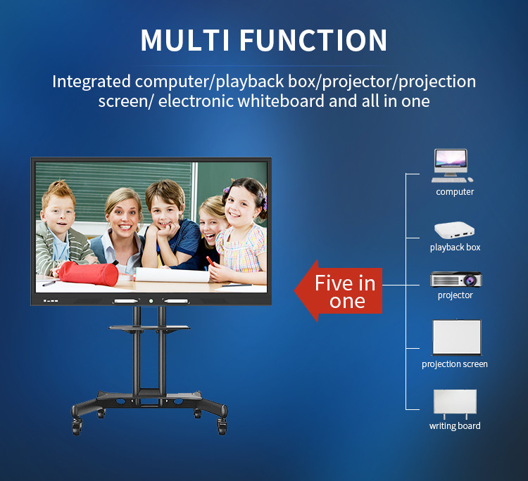 Interactive 5ms Touch Screen Interactive Whiteboard 3840*2160 Resolution
