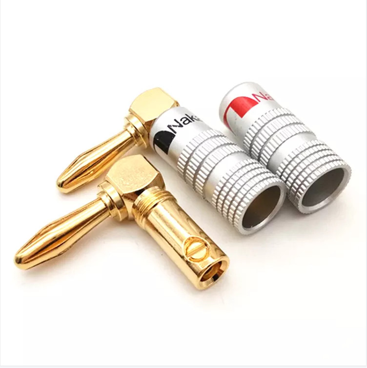 Hexie Right Angle Nakamichi Banana Plugs Jack Silver Color Multiscene
