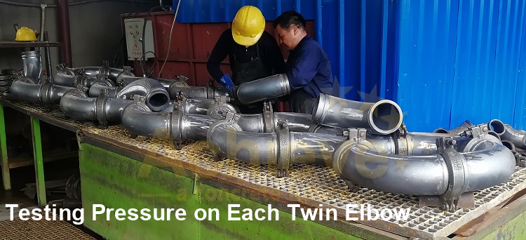 Twin Bend SCHWING Pump Parts / 65MnCr Double Layer Concrete Pump Elbow