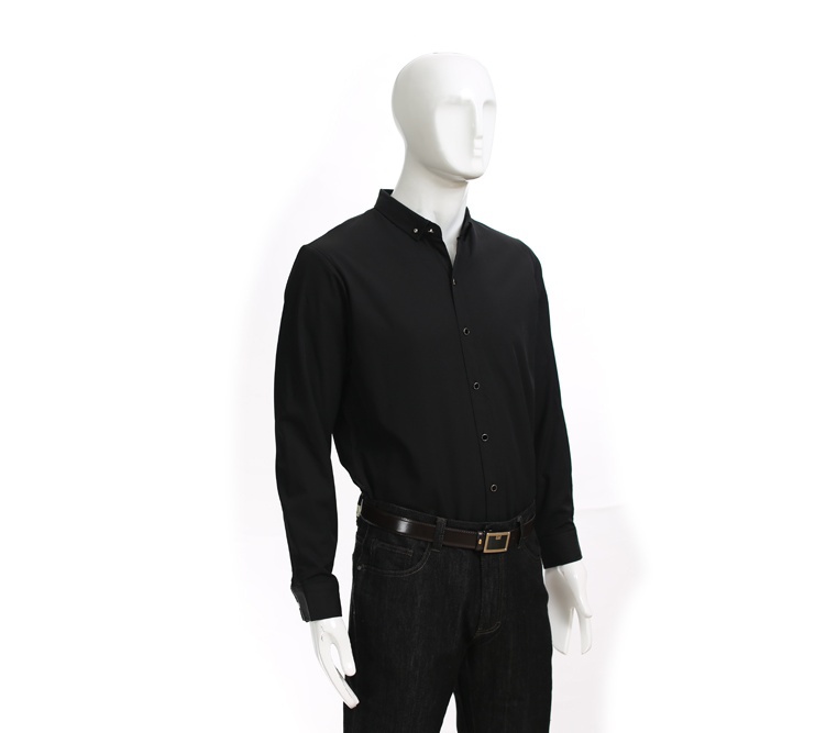 Long Sleeve Tuxedo Bamboo T Shirt For Formal Ocasion Autumn Solid Color