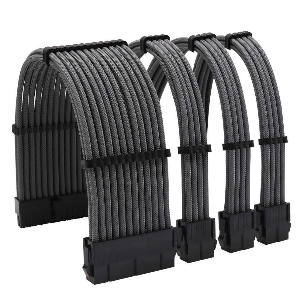 Sleeved Cables PSU Extension Kit 18AWG 30cm ATX 24P,CPU4+4P,PCI-E 6+2P,PCI-E 6P For ATX Power Supply Cable