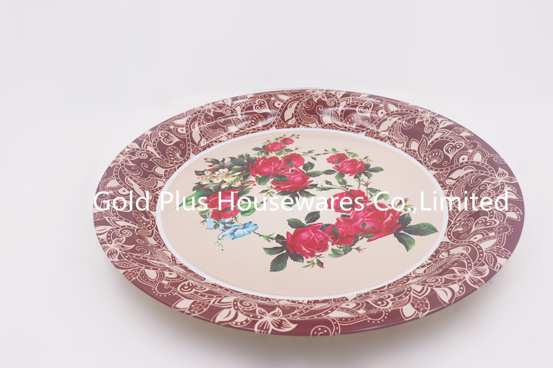 55cm Serving Tray Wedding Plates Set Round Dish Tinplate For Party