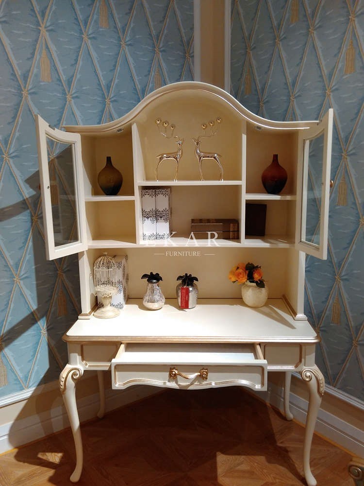 Study Desk With Shelves Computer Desk Wooden Table Make Up Dressing Organizer Antique Writ