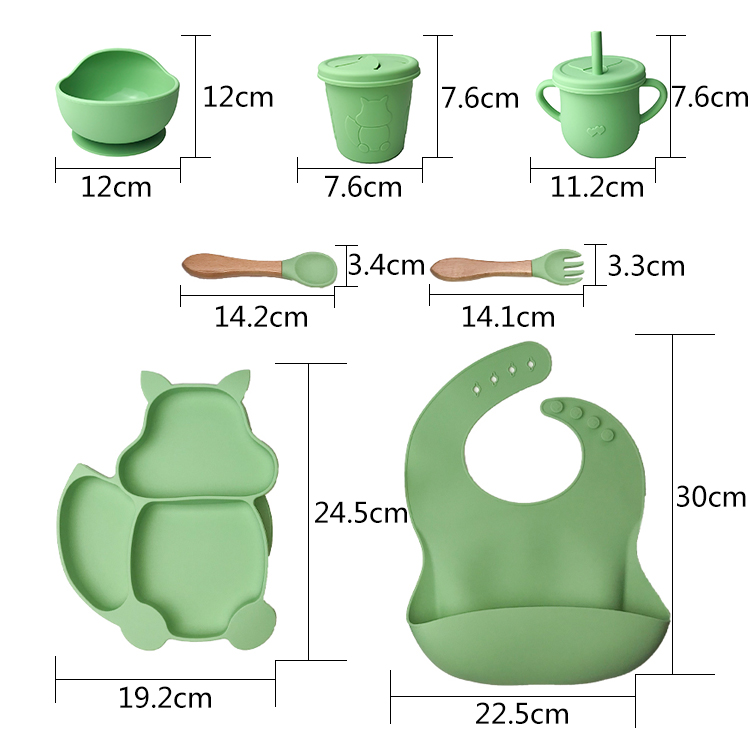 Squirrel Shape Suction Cup Plates And Bowls Silicone 6 Pcs OEM Food Grade