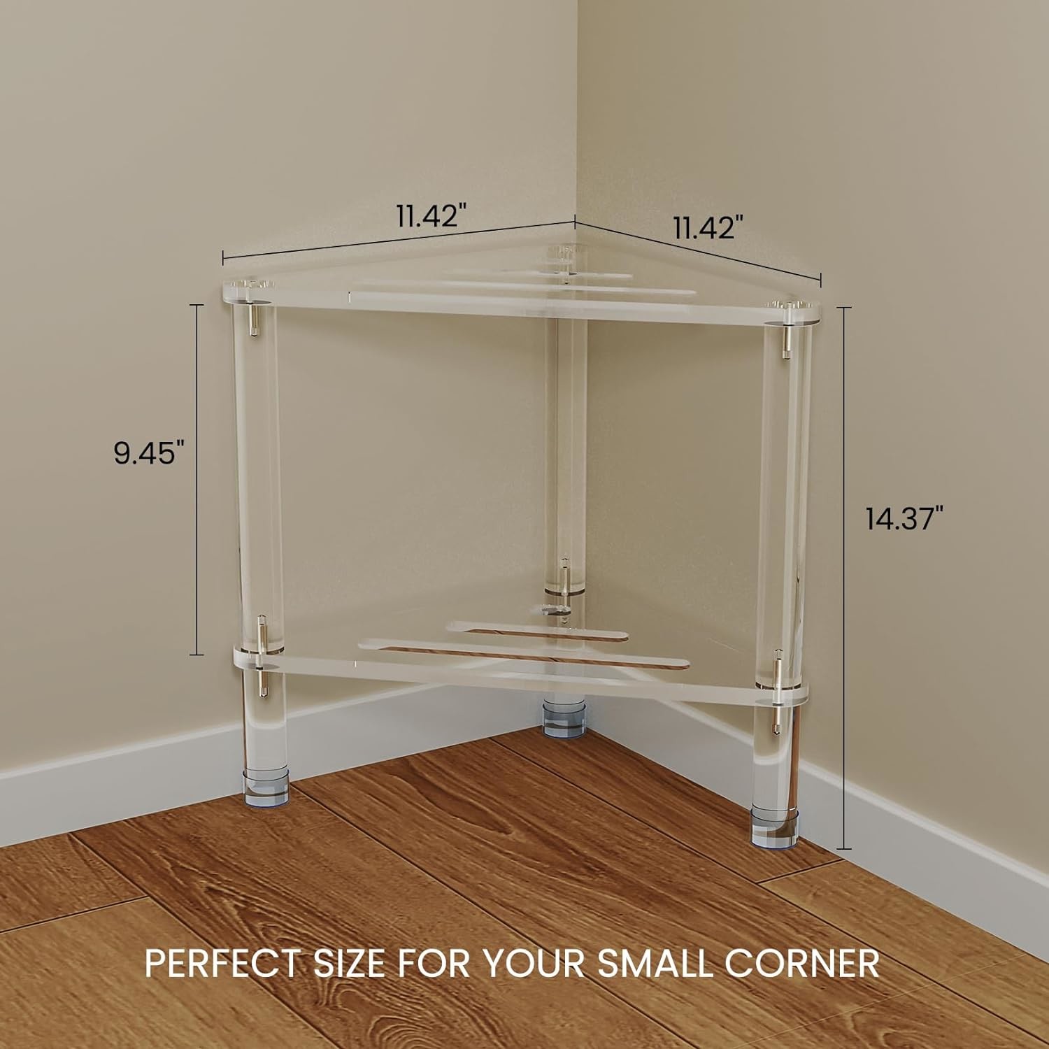 Bespoke Detachable Clear Acrylic Corner Table Lucite Shower Stool for Bathroom