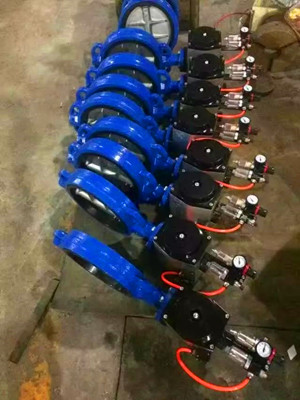 GGG40 Wafer Butterfly Valve, PN16, DN100, EPDM Seat With Pneumatic Actuator  Limited Switch
