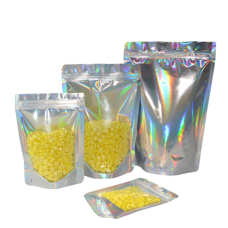 Durable Eco Friendly Zip Pouch Food Packaging CMYK Holographic Stand Up Pouch