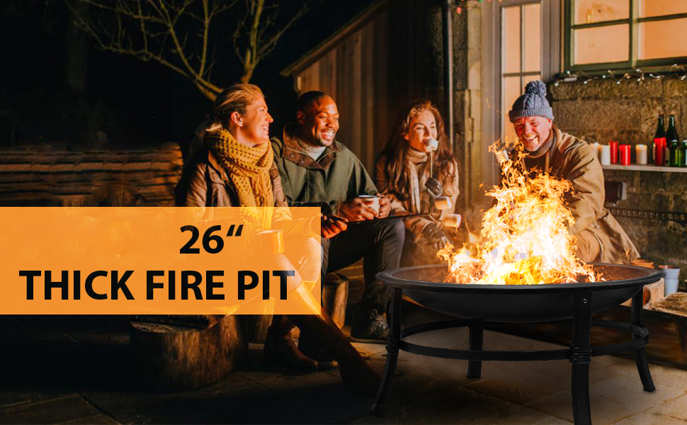Travel-Friendly 26 Inch Fire Pit Perfect for Camping and Outdoor Gatherings