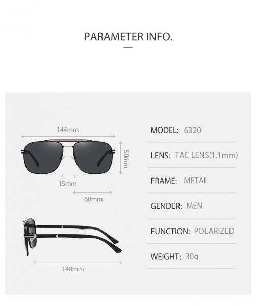 Custom Square Frame Metal Sunglasses Filters UV Polarized Lens 62mm Lens