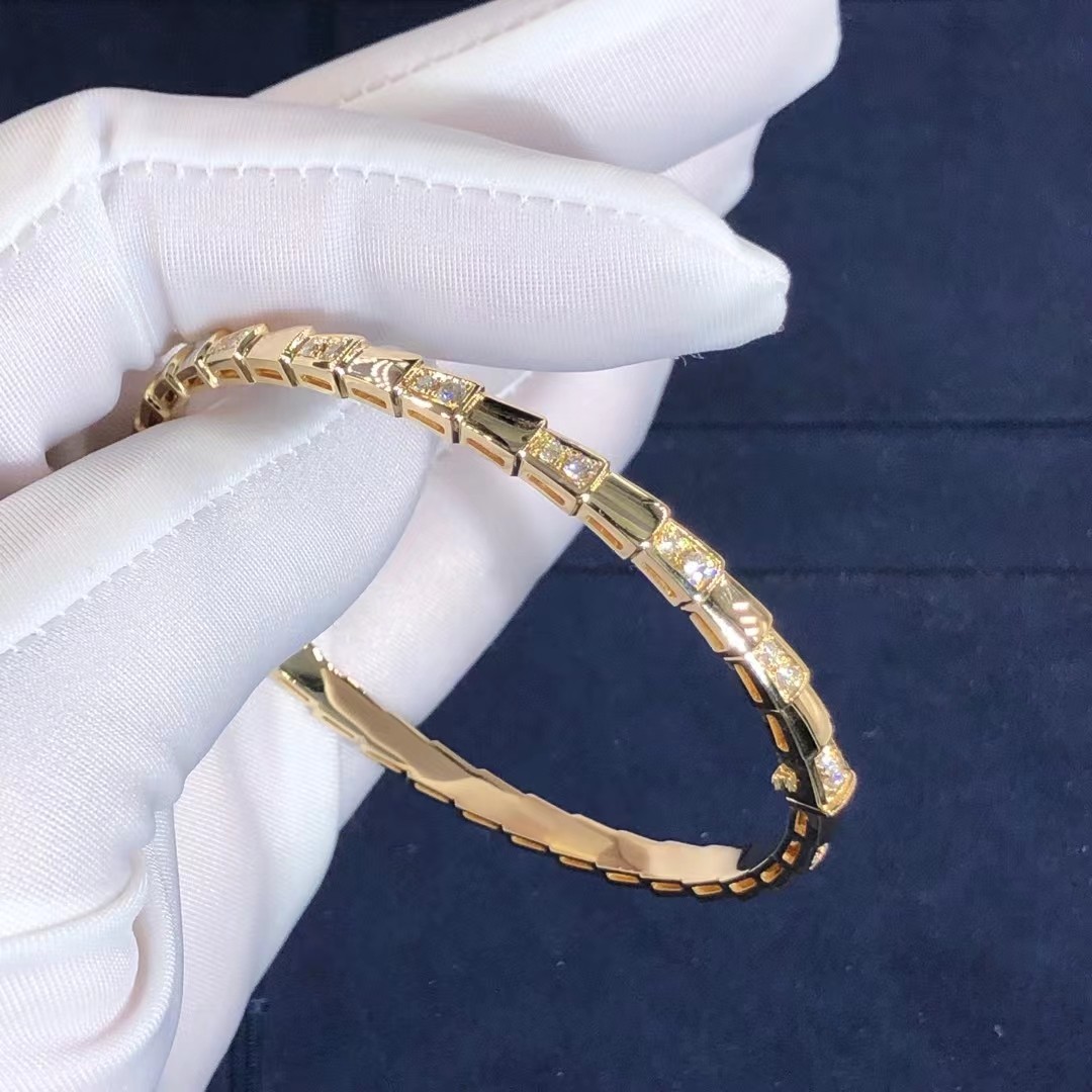 Elegant i 18k Gold Serpenti Viper Bracelet Natural Diamonds Real Gold Real Diamonds