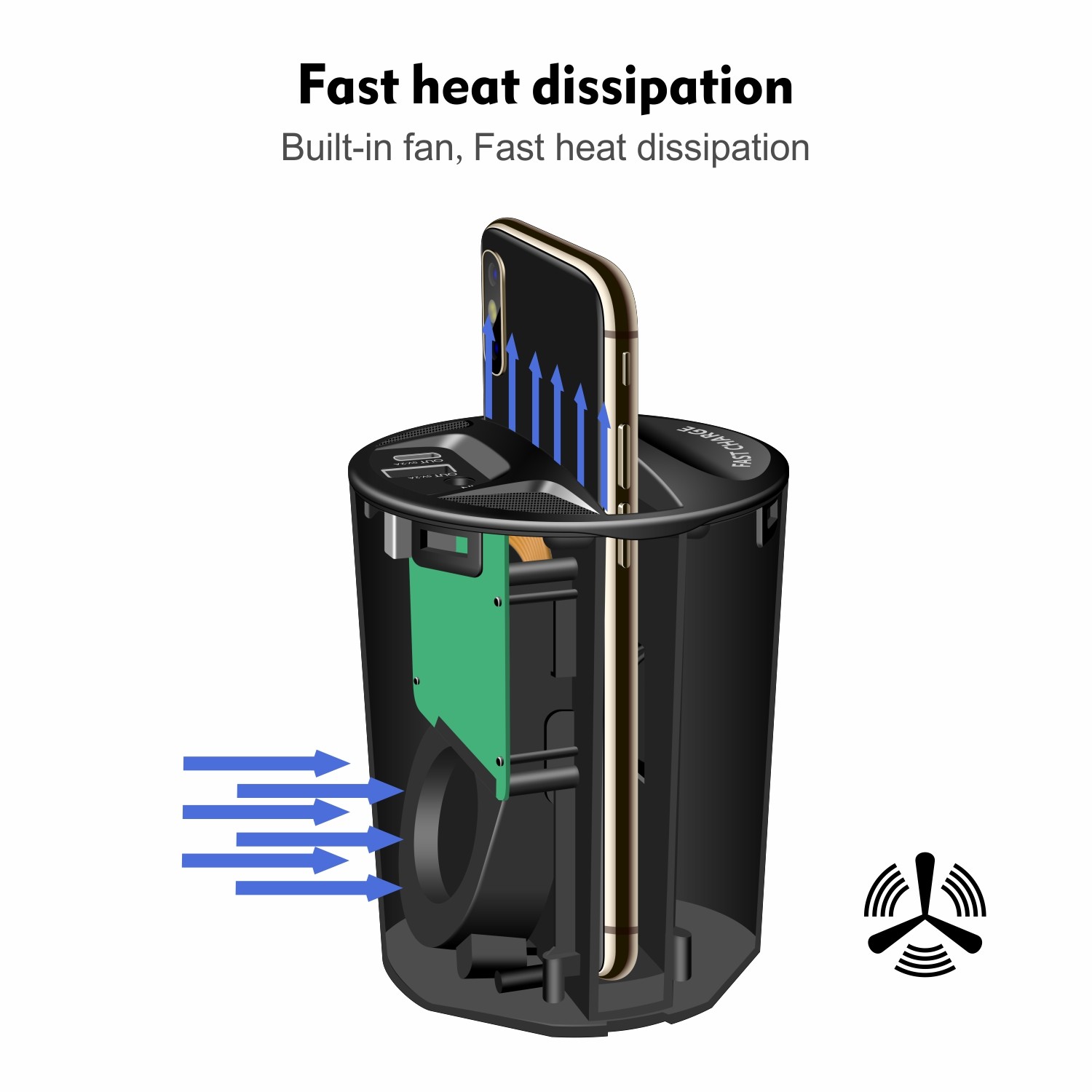 5V/2A Output Car Mount Qi Wireless Charger for Quick Charging