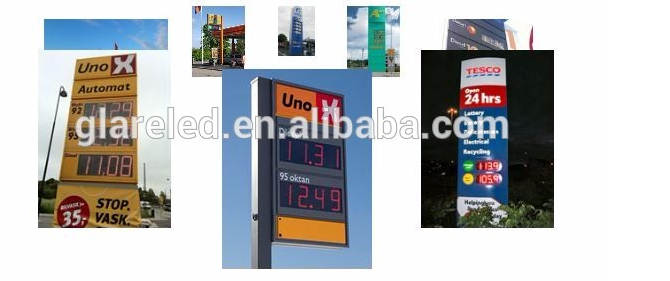 IP65 Outdoor LED Gas Board Signage Display for Gas Station Changing 5000cd/sqm