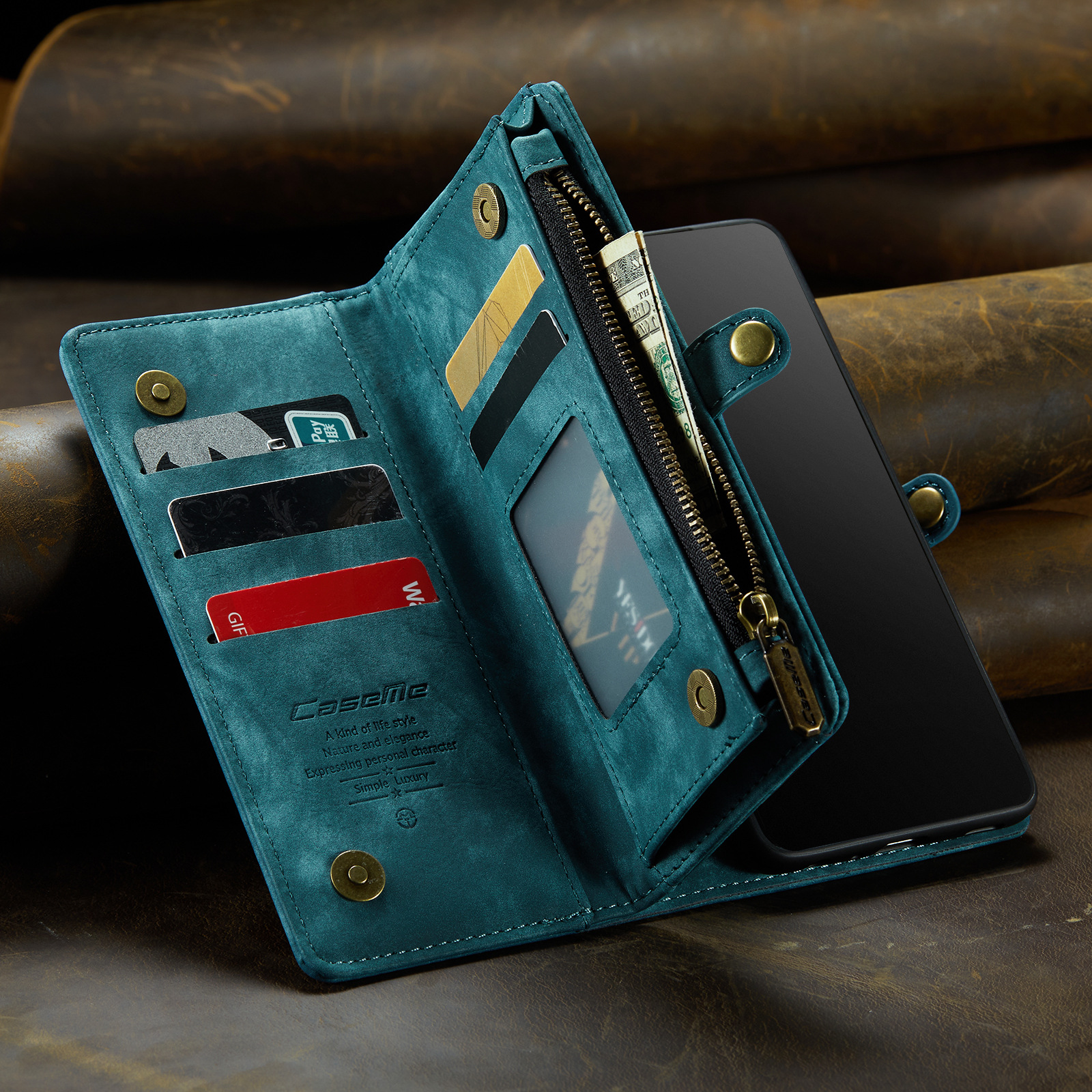 Samsung Compatible CaseMe Leather TPU Phone Cases for Iphone 13 14 Pro Max Card Slot