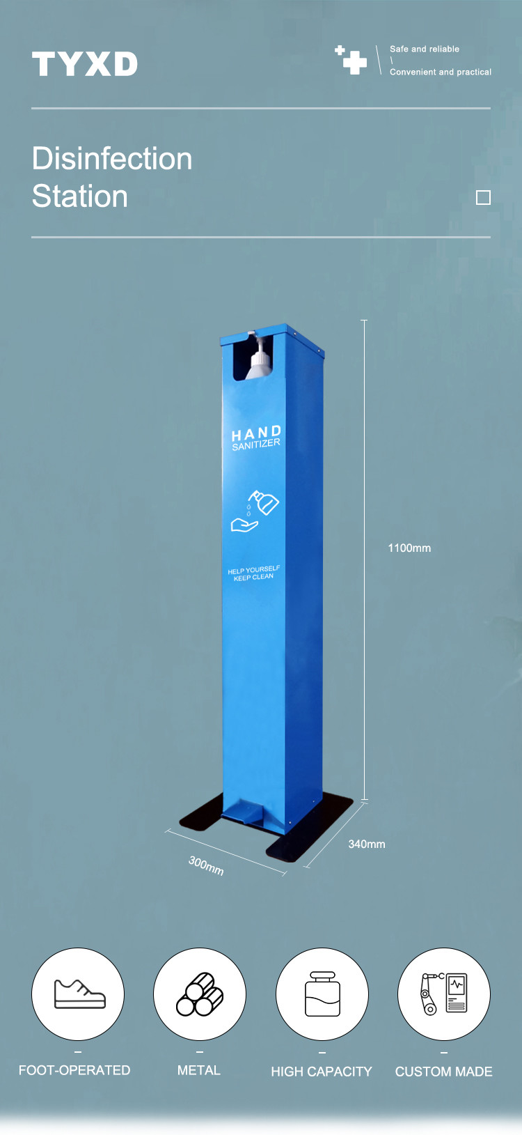 1 Gallon 3.8L Foot Pedal Pump Stainless Steel Hand Sanitizer Dispenser Stand